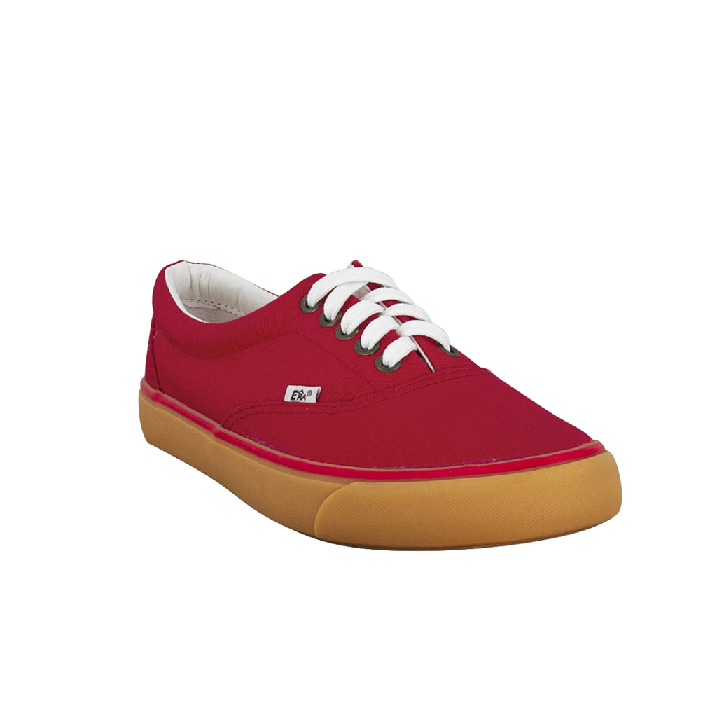 รองเท้าผ้าใบ รุ่น NO501 สีแดง มุมมองเฉียงด้านข้างฝั่งนอก