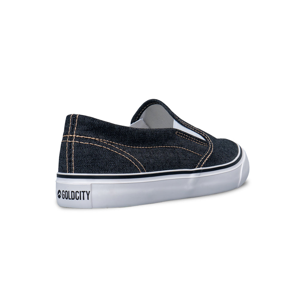 รองเท้าผ้าใบ รองเท้าผ้าใบสลิปออนผู้ชายสีดำ ลายยีนส์สุดเท่ห์ น้ำหนักเบา สวมใส่ง่าย ระบายอากาศดีเยี่ยม