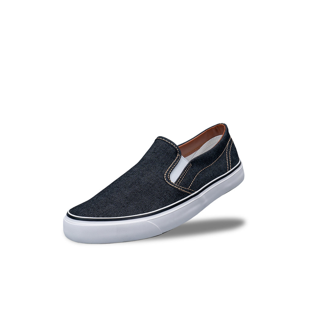 รองเท้าผ้าใบ รองเท้าผ้าใบสลิปออนผู้ชายสีดำ ลายยีนส์สุดเท่ห์ น้ำหนักเบา สวมใส่ง่าย ระบายอากาศดีเยี่ยม