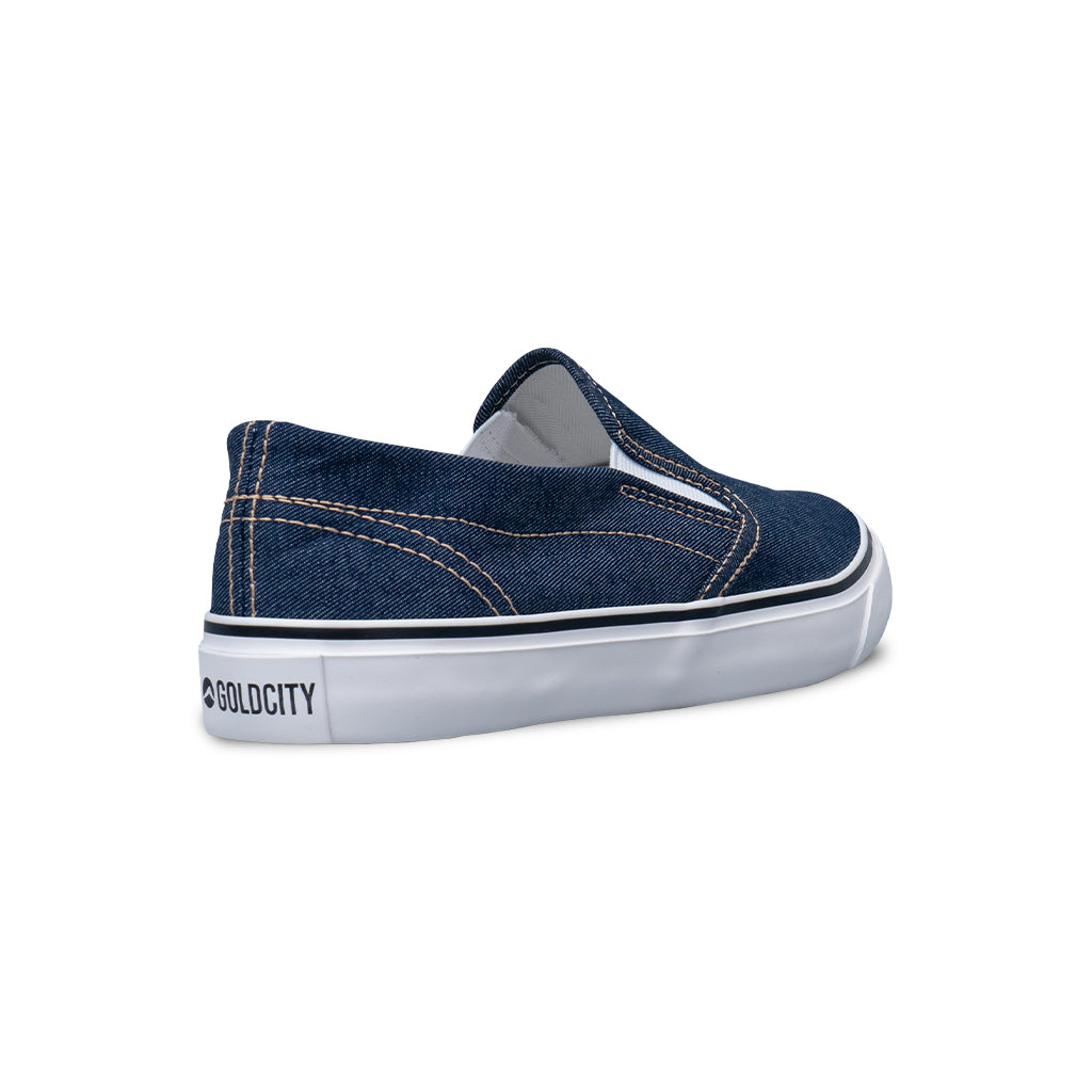 รองเท้าผ้าใบ รองเท้าผ้าใบสลิปออนผู้ชายสีน้ำเงิน ลายยีนส์สุดเท่ห์ น้ำหนักเบา สวมใส่ง่าย ระบายอากาศดีเยี่ยม