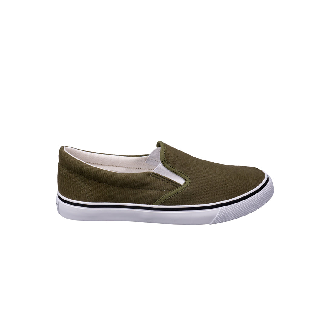 รองเท้าผ้าใบ รองเท้าสลิปออน รองเท้าผ้าใบสลิปออนผู้ชาย รองเท้าผ้าใบสลิปออนผู้หญิงสีเขียวขี้ม้า ขอบนุ่ม พื้นหนึบ ใส่สบาย 