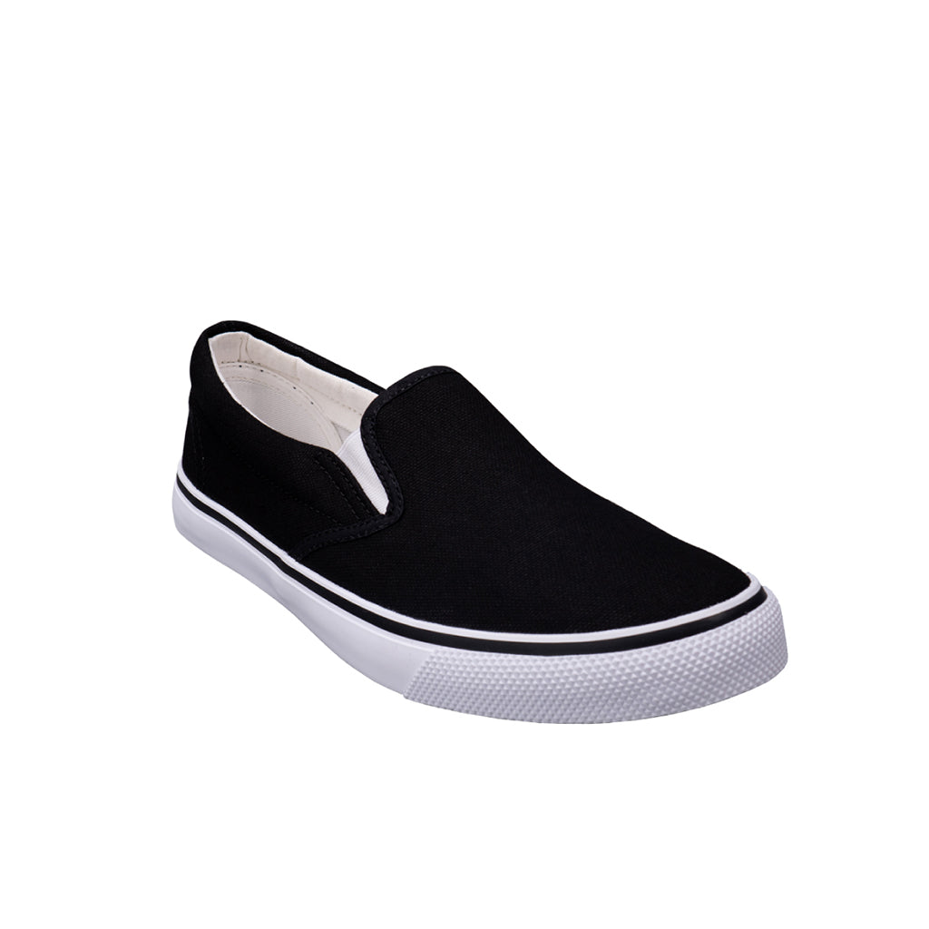 รองเท้าผ้าใบ รองเท้าสลิปออน รองเท้าผ้าใบสลิปออนผู้ชาย รองเท้าผ้าใบสลิปออนผู้หญิงสีดำ ขอบนุ่ม พื้นหนึบ ใส่สบาย