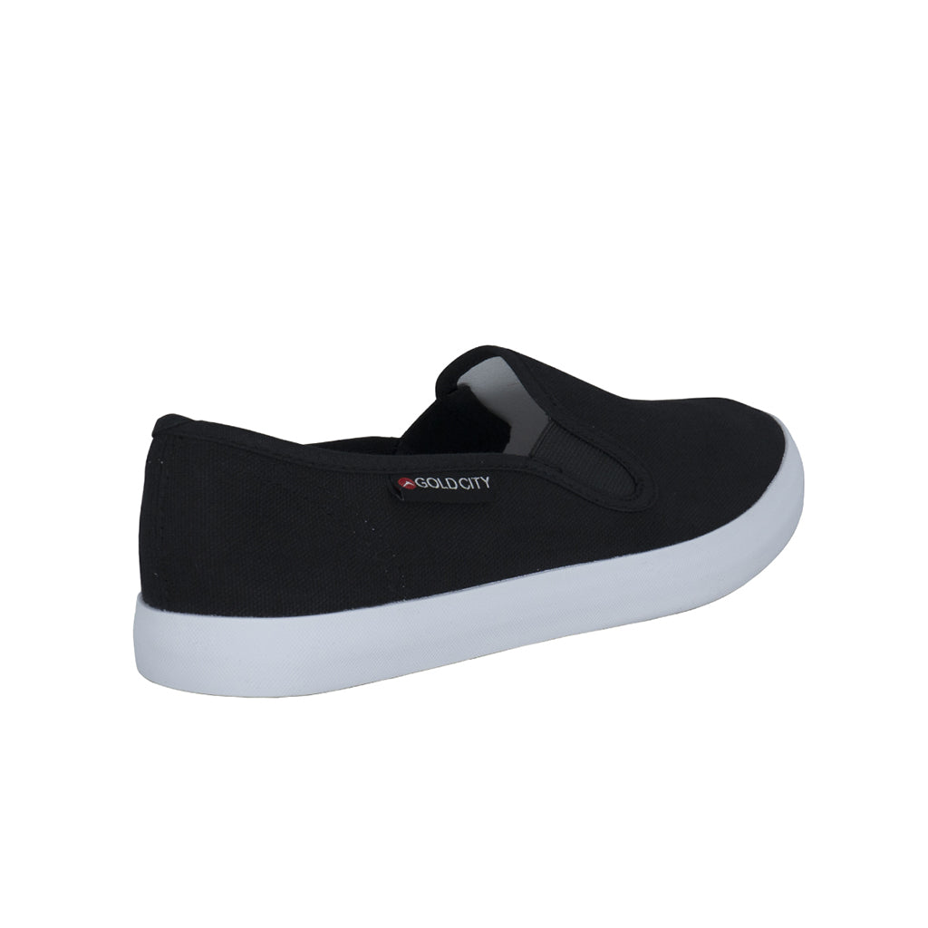 รองเท้าผ้าใบ รองเท้าผ้าใบสลิปออน รองเท้าผ้าใบสลิปออนผู้หญิงสีดำ เรียบง่าย นุ่มสบาย 