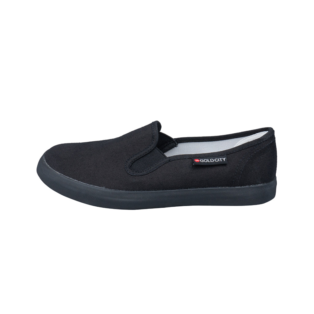 รองเท้าผ้าใบ รองเท้าผ้าใบสลิปออน รองเท้าผ้าใบสลิปออนผู้หญิงสีดำ/ดำ เรียบง่าย นุ่มสบาย 