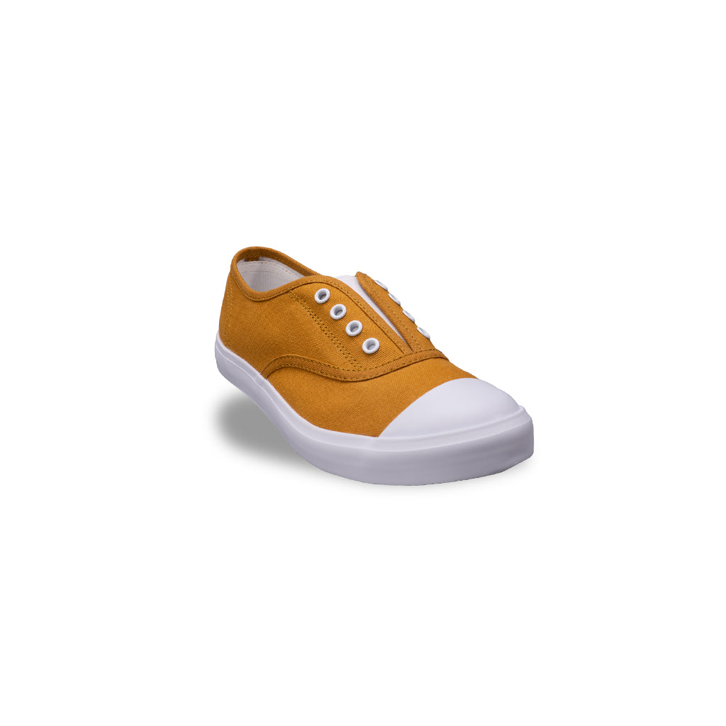 รองเท้าผ้าใบ รองเท้าผ้าใบแบบสวม รองเท้าผ้าใบแบบสวมผู้หญิงสีเหลือง ดีไซน์ยางยืด สวมง่าย นุ่มสบาย