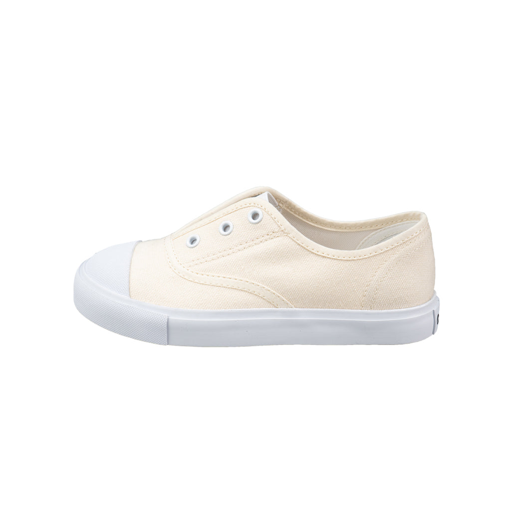 รองเท้าผ้าใบ รองเท้าผ้าใบแบบสวม รองเท้าผ้าใบแบบสวมผู้หญิงสีครีม ดีไซน์ยางยืด สวมง่าย นุ่มสบาย