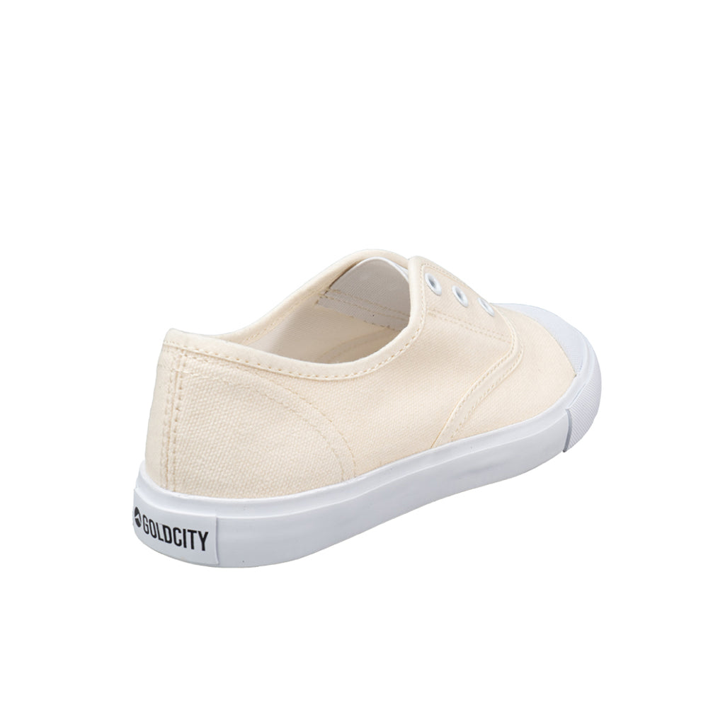 รองเท้าผ้าใบ รองเท้าผ้าใบแบบสวม รองเท้าผ้าใบแบบสวมผู้หญิงสีครีม ดีไซน์ยางยืด สวมง่าย นุ่มสบาย