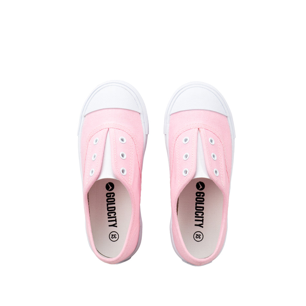 รองเท้าผ้าใบ รองเท้าผ้าใบแบบสวม รองเท้าผ้าใบแบบสวมผู้หญิงสีชมพู ดีไซน์ยางยืด สวมง่าย นุ่มสบาย