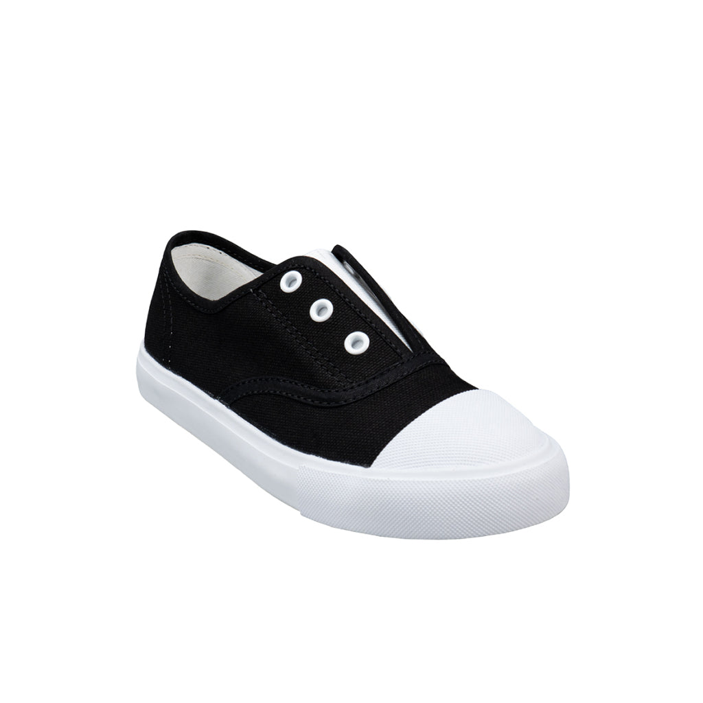 รองเท้าผ้าใบ รองเท้าผ้าใบแบบสวม รองเท้าผ้าใบแบบสวมผู้หญิงสีดำ ดีไซน์ยางยืด สวมง่าย นุ่มสบาย