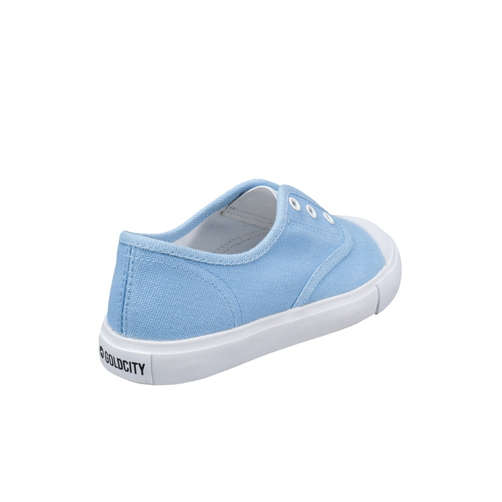 รองเท้าผ้าใบ รองเท้าผ้าใบแบบสวม รองเท้าผ้าใบแบบสวมผู้หญิงสีฟ้า ดีไซน์ยางยืด สวมง่าย นุ่มสบาย