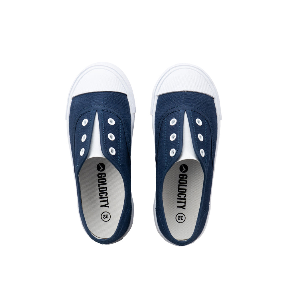 รองเท้าผ้าใบ รองเท้าผ้าใบแบบสวม รองเท้าผ้าใบแบบสวมผู้หญิงสีกรม ดีไซน์ยางยืด สวมง่าย นุ่มสบาย