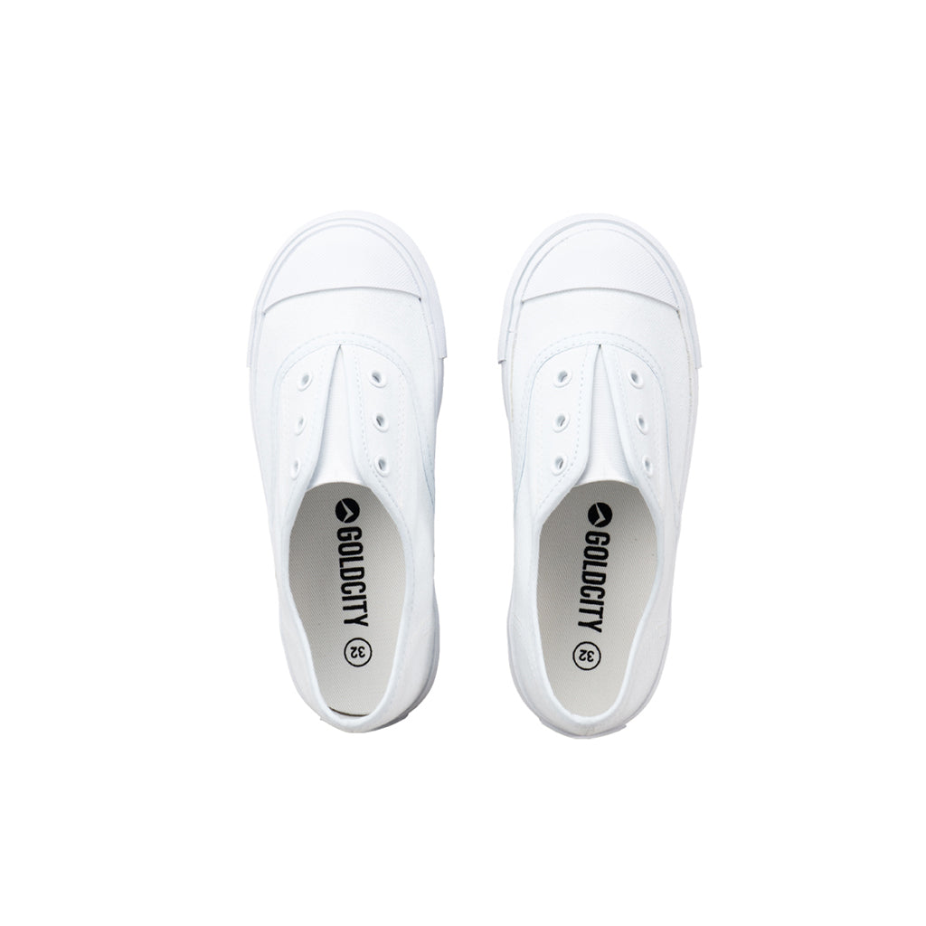 รองเท้าผ้าใบ รองเท้าผ้าใบแบบสวม รองเท้าผ้าใบแบบสวมผู้หญิงสีขาว ดีไซน์ยางยืด สวมง่าย นุ่มสบาย