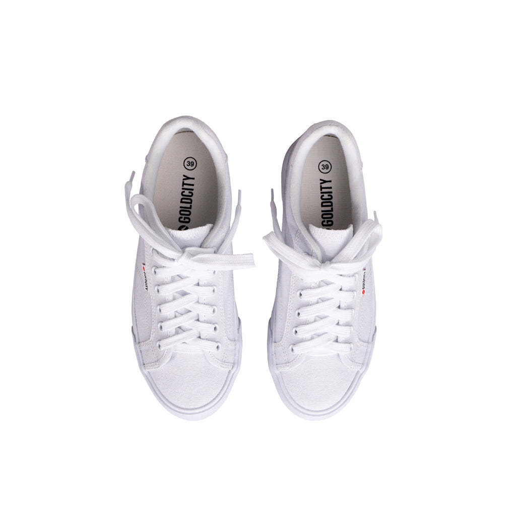 รองเท้าผ้าใบ รองเท้าผ้าใบผูกเชือก รองเท้าผ้าใบผูกเชือกผู้ชาย รองเท้าผ้าใบผูกเชือกผู้หญิงสีขาว ขอบนวมนุ่มสบาย ไม่กัดเท้า