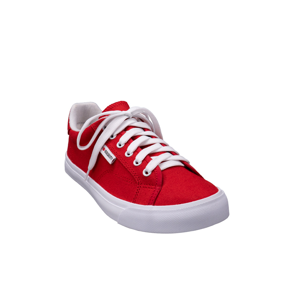 รองเท้าผ้าใบ รองเท้าผ้าใบผูกเชือก รองเท้าผ้าใบผูกเชือกผู้ชาย รองเท้าผ้าใบผูกเชือกผู้หญิงสีแดง ขอบนวมนุ่มสบาย ไม่กัดเท้า