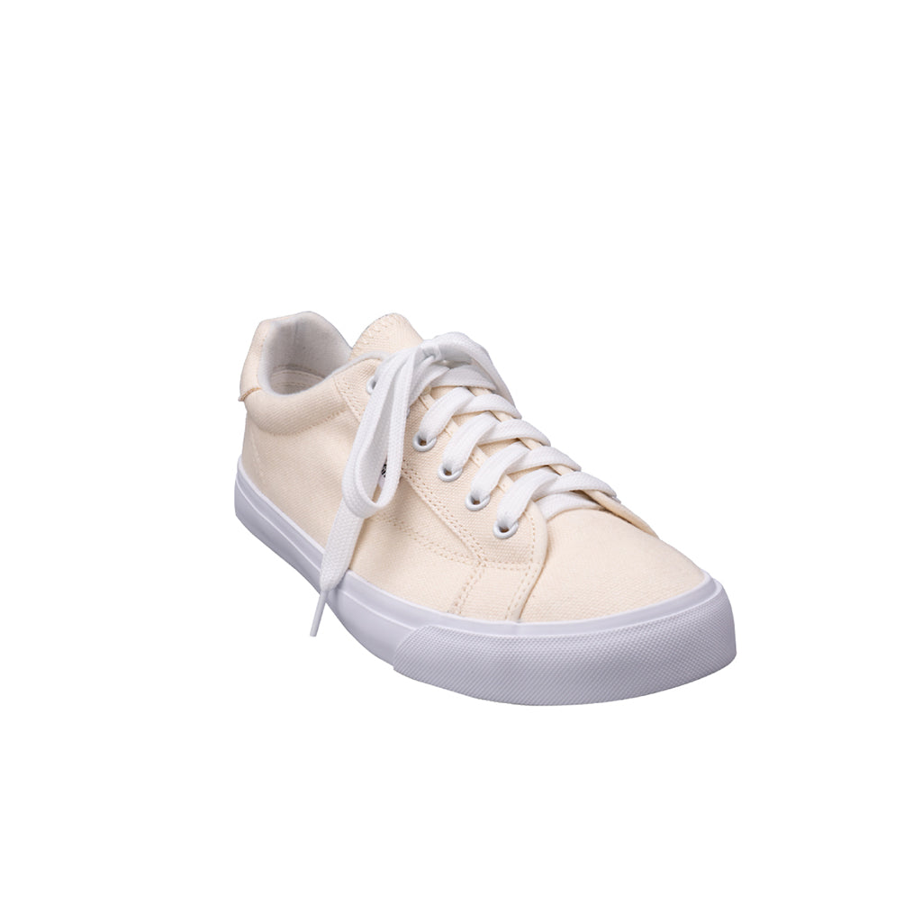 รองเท้าผ้าใบ รองเท้าผ้าใบผูกเชือก รองเท้าผ้าใบผูกเชือกผู้ชาย รองเท้าผ้าใบผูกเชือกผู้หญิงสีครีม ขอบนวมนุ่มสบาย ไม่กัดเท้า