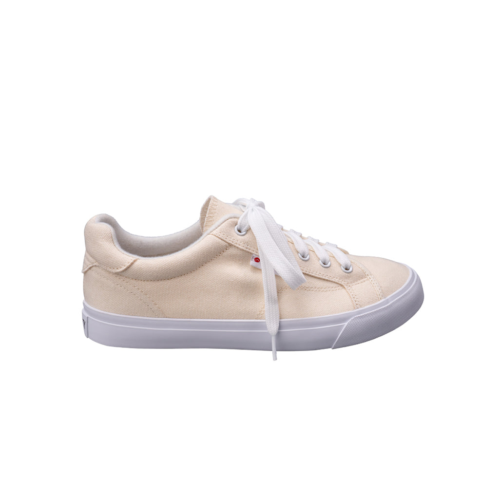 รองเท้าผ้าใบ รองเท้าผ้าใบผูกเชือก รองเท้าผ้าใบผูกเชือกผู้ชาย รองเท้าผ้าใบผูกเชือกผู้หญิงสีครีม ขอบนวมนุ่มสบาย ไม่กัดเท้า