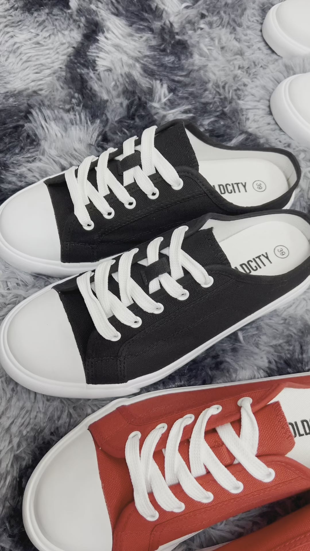 รองเท้าผ้าใบ รองเท้าผ้าใบเปิดส้น รองเท้าผ้าใบเปิดส้นผู้หญิงสีขาว,เหลือง,แดง,กรม,ดำ นุ่ม ใส่สบาย ระบายอากาศ 