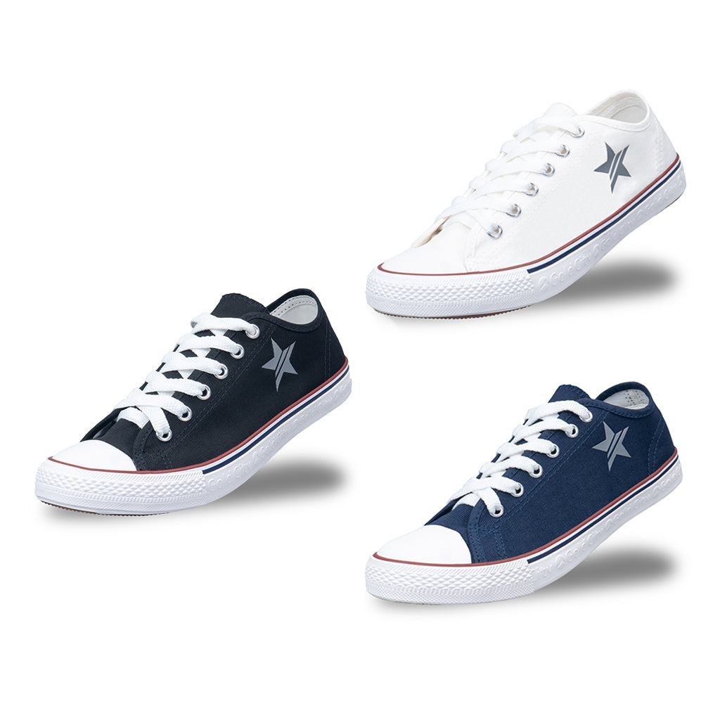 รองเท้าผ้าใบ รองเท้าผ้าใบผูกเชือก รองเท้าผ้าใบผูกเชือกผู้ชาย รองเท้าผ้าใบผูกเชือกผู้หญิงสีครีม,กรม,ดำ ลายดาวสะท้อนแสง นุ่ม เบา ใส่สบาย